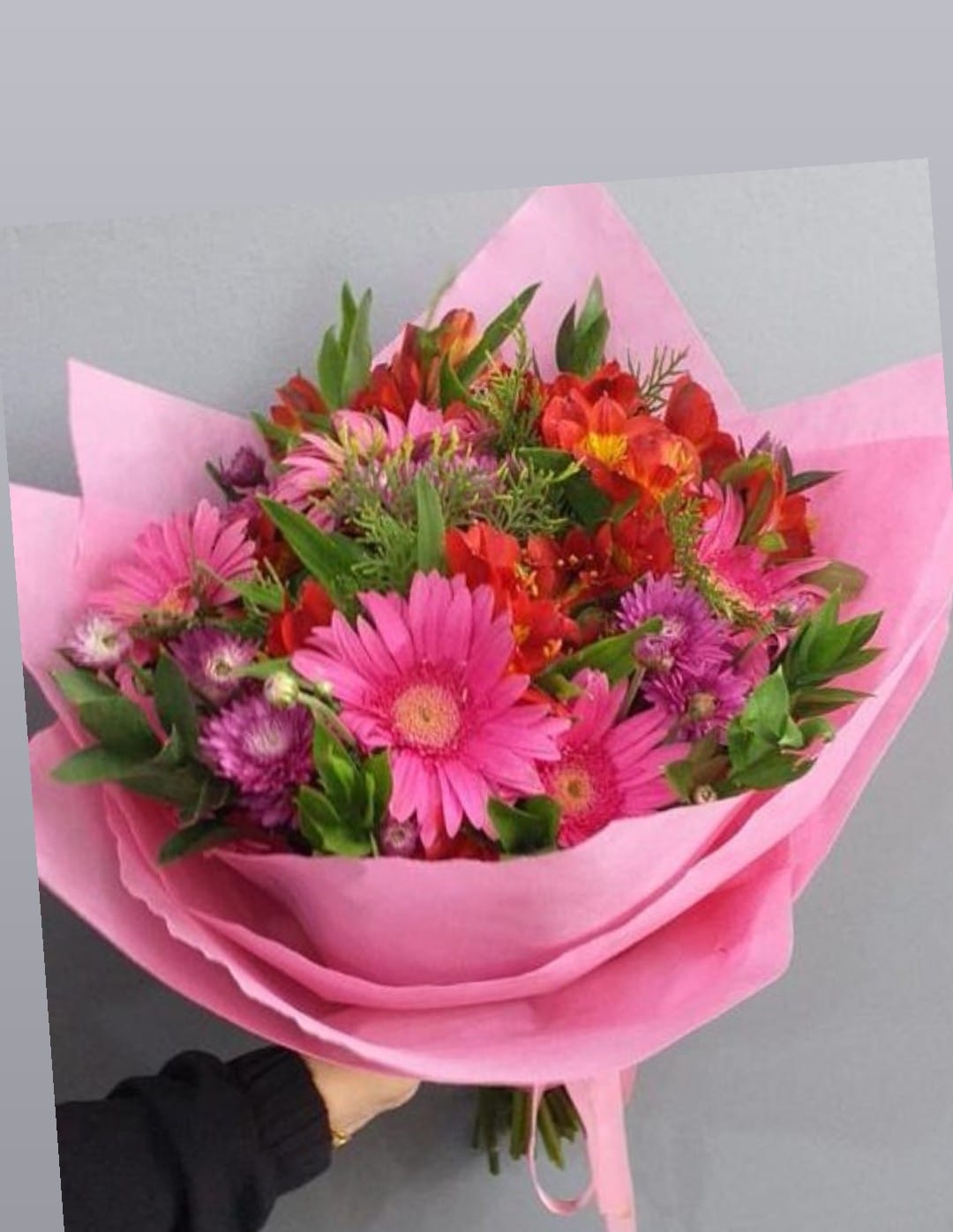 Pembe Mor Çiçek Arajman Buket